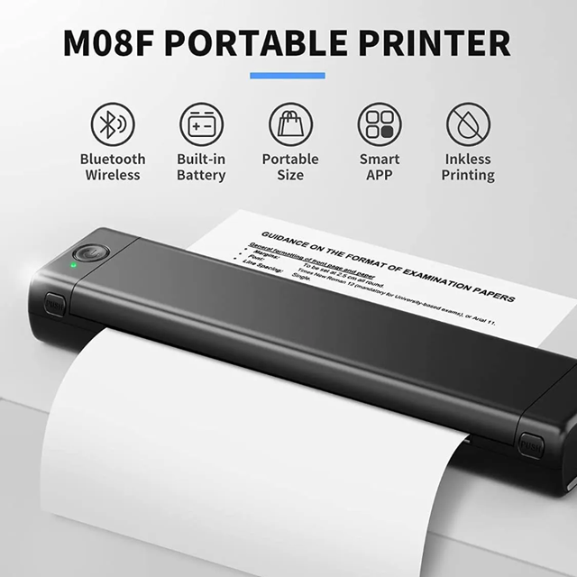 A4 Paper Portable Thermal Printer 216mm Wireless Bluetooth Printer  Compatible With Android iOS Laptop For Travel Office - AliExpress